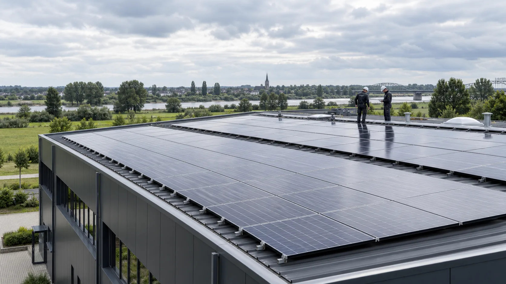 Beispielmotiv: Photovoltaik auf einem Gewerbedach